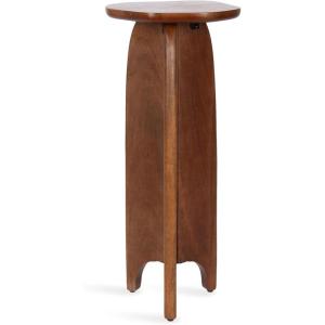 imageKate and Laurel Kanna Modern Pieced Mango Wood Round Drink Table 11 x 11 x 24 Walnut Brown MidCentury Scalloped Wooden Mini Side Table for Use as Indoor Plant Stand or Living Room Decor Accent