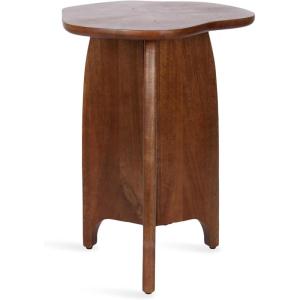 imageKate and Laurel Kanna Modern Wavy Pieced Mango Wood Round Side Table 16 x 16 x 21 Walnut Brown MidCentury Scalloped Wooden End Table for Bedroom Nightstand or Living Room Plant Stand Indoors