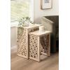 imageKate and Laurel Karni Modern Mango Wood Living Room Nesting Tables Set of 2 Whitewash Decorative Coastal Solid Wood End Tables for Use as Bedroom Nightstands or Entryway Decor Accents