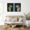 imageKate and Laurel Emerald Leopard Navy Tiger 2 Piece Framed Canvas Wall Art Set by The Creative Bunch Studio Sylvie Beaded Black Modern Contemporary Animal Art for Wall Decor