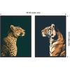 imageKate and Laurel Emerald Leopard Navy Tiger 2 Piece Framed Canvas Wall Art Set by The Creative Bunch Studio Sylvie Beaded Black Modern Contemporary Animal Art for Wall Decor