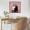 imageKate and Laurel Framed Canvas Wall Art Print AR Black Cat No 17 by Planet Cat 22 x 22 Sylvie Beaded Black Frame Modern Contemporary Abstract Art for Wall Decor