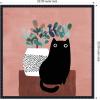 imageKate and Laurel Framed Canvas Wall Art Print AR Black Cat No 17 by Planet Cat 22 x 22 Sylvie Beaded Black Frame Modern Contemporary Abstract Art for Wall Decor