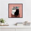 imageKate and Laurel Framed Canvas Wall Art Print AR Black Cat No 17 by Planet Cat 22 x 22 Sylvie Beaded Black Frame Modern Contemporary Abstract Art for Wall Decor