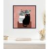 imageKate and Laurel Framed Canvas Wall Art Print AR Black Cat No 17 by Planet Cat 22 x 22 Sylvie Beaded Black Frame Modern Contemporary Abstract Art for Wall Decor
