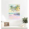 imageKate and Laurel Framed Canvas Wall Art Print Beach Palm Tress Oil Painting by Honey Island Studio 18 x 24 Sylvie White Frame Coastal Beach Art for Wall Decor