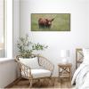 imageKate and Laurel Framed Canvas Wall Art Print Highland Cow I by Laura Evans 40 x 18 Sylvie Walnut Frame Rustic Farmhouse Animal Art for Wall Decor