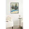 imageKate and Laurel Framed Canvas Wall Art Print Morning Snow by Mary Sparrow 18 x 24 Sylvie Walnut Frame Rustic Farmhouse Landscape Art for Wall Decor