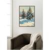 imageKate and Laurel Framed Canvas Wall Art Print Morning Snow by Mary Sparrow 18 x 24 Sylvie Walnut Frame Rustic Farmhouse Landscape Art for Wall Decor