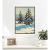 imageKate and Laurel Framed Canvas Wall Art Print Morning Snow by Mary Sparrow 18 x 24 Sylvie Walnut Frame Rustic Farmhouse Landscape Art for Wall Decor