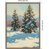 imageKate and Laurel Framed Canvas Wall Art Print Morning Snow by Mary Sparrow 18 x 24 Sylvie Walnut Frame Rustic Farmhouse Landscape Art for Wall Decor
