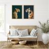 imageKate and Laurel Gold Emerald Leopard Navy Tiger 2 Piece Framed Canvas Wall Art Set by The Creative Bunch Studio Sylvie Bright Gold Modern Contemporary Animal Art for Wall Decor