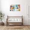 imageKate and Laurel NC Objet 1 ampamp 2 2 Piece Framed Canvas Wall Art Set by Nikki Chu Sylvie White Modern Contemporary Abstract Art for Wall Decor