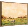 imageKate and Laurel Framed Canvas Wall Art Print AQ Cows by Annie Quigley 24 x 18 Sylvie Beaded Rustic Natural Frame Rustic Farmhouse Landscape Art for Wall Decor
