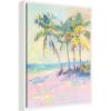 imageKate and Laurel Framed Canvas Wall Art Print Beach Palm Tress Oil Painting by Honey Island Studio 18 x 24 Sylvie White Frame Coastal Beach Art for Wall Decor