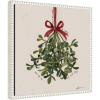 imageKate and Laurel Framed Canvas Wall Art Print Mistletoe by Mary Sparrow 16 x 16 Sylvie Beaded White Frame Traditional Holiday Art for Wall Decor