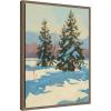 imageKate and Laurel Framed Canvas Wall Art Print Morning Snow by Mary Sparrow 18 x 24 Sylvie Walnut Frame Rustic Farmhouse Landscape Art for Wall Decor