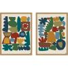imageKate and Laurel Garden Song 2 Piece Framed Canvas Wall Art Set by Kelly Knaga Sylvie Natural Modern Contemporary Abstract Art for Wall Decor
