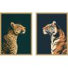 imageKate and Laurel Gold Emerald Leopard Navy Tiger 2 Piece Framed Canvas Wall Art Set by The Creative Bunch Studio Sylvie Bright Gold Modern Contemporary Animal Art for Wall Decor