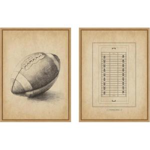 imageKate and Laurel Antique Football 2 Piece Framed Canvas Wall Art Set by The Creative Bunch Studio Sylvie Natural Vintage Sport Art for Wall Decor