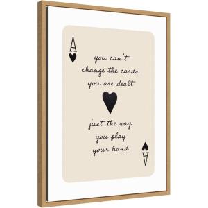 imageKate and Laurel Framed Canvas Wall Art Print Ace of Heart Cards Positive Quote expansion by The Creative Bunch Studio 18 x 24 Sylvie Beaded Black Frame Modern Contemporary Typography Art for WallSylvie Natural