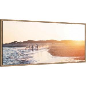imageKate and Laurel Framed Canvas Wall Art Print Camargue Horses XXIX by Laura Evans 40 x 18 Sylvie Beaded Rustic Natural Frame Coastal Animal Art for Wall Decor