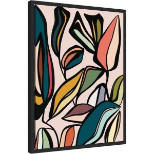 imageKate and Laurel Framed Canvas Wall Art Print Fanciful Ficus Expansion by Alicia Bock 18 x 24 Sylvie Black Frame Modern Contemporary Abstract Art for Wall DecorSylvie Black