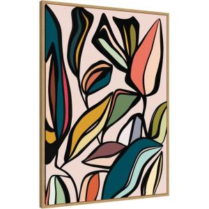imageKate and Laurel Framed Canvas Wall Art Print Fanciful Ficus Expansion by Alicia Bock 18 x 24 Sylvie Black Frame Modern Contemporary Abstract Art for Wall DecorSylvie Natural