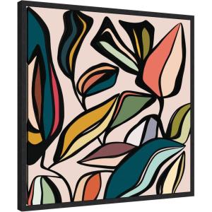 imageKate and Laurel Framed Canvas Wall Art Print Fanciful Ficus SQ Expansion by Alicia Bock 22 x 22 Sylvie Black Frame Modern Contemporary Abstract Art for Wall DecorSylvie Black