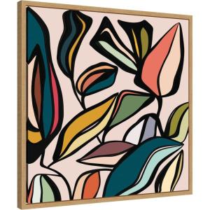 imageKate and Laurel Framed Canvas Wall Art Print Fanciful Ficus SQ Expansion by Alicia Bock 22 x 22 Sylvie Black Frame Modern Contemporary Abstract Art for Wall DecorSylvie Natural