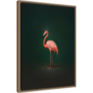 imageKate and Laurel Framed Canvas Wall Art Print Flamingo Side View Rich Green Backdrop by The Creative Bunch Studio 18 x 24 Sylvie Beaded Black Frame Modern Contemporary Animal Art for Wall DecorSylvie Beaded Dark Gold