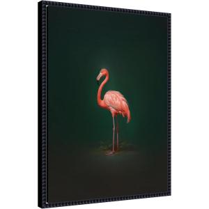 imageKate and Laurel Framed Canvas Wall Art Print Flamingo Side View Rich Green Backdrop by The Creative Bunch Studio 18 x 24 Sylvie Beaded Black Frame Modern Contemporary Animal Art for Wall DecorSylvie Beaded Black
