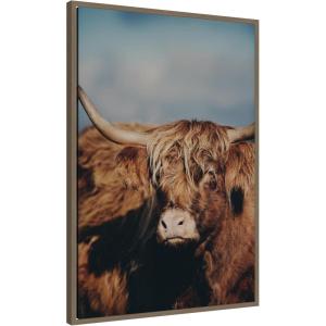 imageKate and Laurel Framed Canvas Wall Art Print Highland Cow X by Laura Evans 23 x 33 Sylvie Dark Gold Frame Rustic Farmhouse Animal Art for Wall DecorSylvie Dark Gold