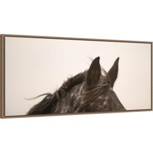 imageKate and Laurel Framed Canvas Wall Art Print Horse Ears Panel by Crystal Lynn Collins 40 x 18 Sylvie Beaded Dark Gold Frame Rustic Farmhouse Animal Art for Wall DecorSylvie Beaded Dark Gold
