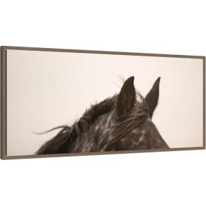 imageKate and Laurel Framed Canvas Wall Art Print Horse Ears Panel by Crystal Lynn Collins 40 x 18 Sylvie Beaded Dark Gold Frame Rustic Farmhouse Animal Art for Wall DecorSylvie Walnut