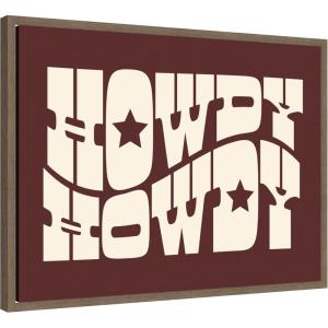 imageKate and Laurel Framed Canvas Wall Art Print Howdy Burgundy 28x38in by Honey Island Studio 24 x 18 Sylvie Walnut Frame Vintage Typography Art for Wall Decor