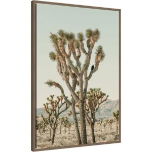 imageKate and Laurel Framed Canvas Wall Art Print Joshua Tree With Crow by Alicia Bock 23 x 33 Sylvie Walnut Frame Rustic Farmhouse Landscape Art for Wall Decor