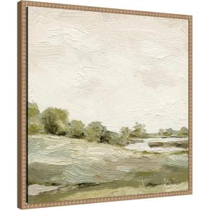 imageKate and Laurel Framed Canvas Wall Art Print Petit View No 7 by Mackenzie Nelson 22 x 22 Sylvie Beaded Rustic Natural Frame Rustic Farmhouse Landscape Art for Wall Decor