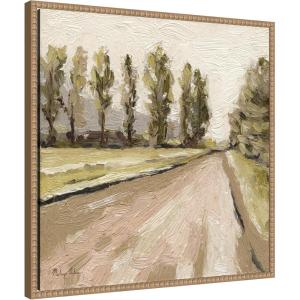 imageKate and Laurel Framed Canvas Wall Art Print Petit View No 9 by Mackenzie Nelson 22 x 22 Sylvie Beaded Rustic Natural Frame Rustic Farmhouse Landscape Art for Wall Decor
