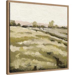 imageKate and Laurel Framed Canvas Wall Art Print Petit Views No 10 by Mackenzie Nelson 22 x 22 Sylvie Beaded Rustic Natural Frame Rustic Farmhouse Landscape Art for Wall Decor
