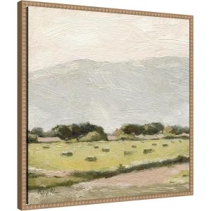 imageKate and Laurel Framed Canvas Wall Art Print Petit Views No 11 by Mackenzie Nelson 22 x 22 Sylvie Beaded Rustic Natural Frame Rustic Farmhouse Landscape Art for Wall Decor