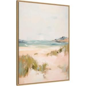 imageKate and Laurel Framed Canvas Wall Art Print Tranquil Landscape V expansion by Amy Lighthall 18 x 24 Sylvie Beaded White Frame Coastal Beach Art for Wall DecorSylvie Natural