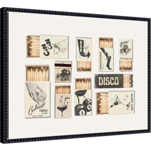 imageKate and Laurel Framed Canvas Wall Art Print Vintage Matchboxes Neutral Black and Beige by Honey Island Studio 24 x 18 Sylvie Beaded Black Frame Vintage Entertainment Art for Wall DecorSylvie Beaded Black