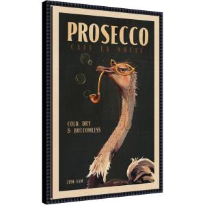 imageKate and Laurel Framed Canvas Wall Art Print WG Deco Prosecco Ostrich by The Whiskey Ginger 16 x 23 Sylvie Beaded Black Frame Whimsical Animal Art for Wall DecorSylvie Beaded Black