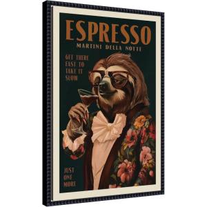 imageKate and Laurel Framed Canvas Wall Art Print WG Espresso Sloth by The Whiskey Ginger 16 x 23 Sylvie Beaded Black Frame Vintage Animal Art for Wall DecorSylvie Beaded Black