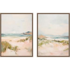 imageKate and Laurel Gold Tranquil Landscape 2 Piece Framed Canvas Wall Art Set by Amy Lighthall Sylvie Beaded Dark Gold Coastal Beach Art for Wall Decor