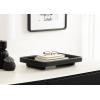 imageKate and Laurel Planche Decorative Footed Woven Rattan Tray with Solid Wood Frame 17 x 12 Black Modern Wood Rectangle Serving Tray for Living Room or Entryway Decor