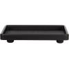 imageKate and Laurel Planche Decorative Footed Woven Rattan Tray with Solid Wood Frame 17 x 12 Black Modern Wood Rectangle Serving Tray for Living Room or Entryway Decor