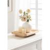 imageKate and Laurel Planche Decorative Footed Woven Rattan Tray with Solid Wood Frame 17 x 12 Natural Modern Wood Rectangle Serving Tray for Living Room or Entryway Decor