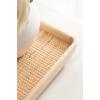 imageKate and Laurel Planche Decorative Footed Woven Rattan Tray with Solid Wood Frame 17 x 12 Natural Modern Wood Rectangle Serving Tray for Living Room or Entryway Decor